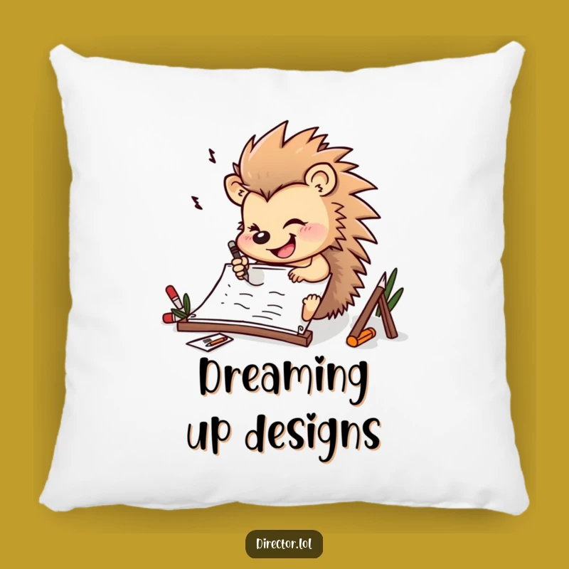 Funny Hedgehog Storyboard Pillow: Cozy Artist Accent Gift