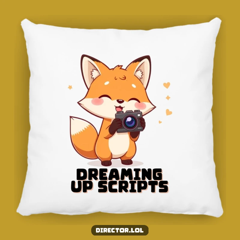 Funny Fox Director Pillow: Cozy Fox with Script & Camera Accent Pillow, Cute Movie Gift