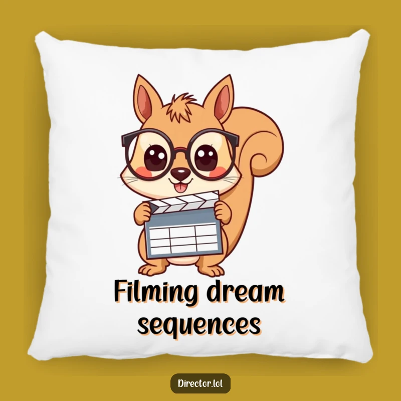 Funny Squirrel Director Pillow: Cozy Curious Accent Gift