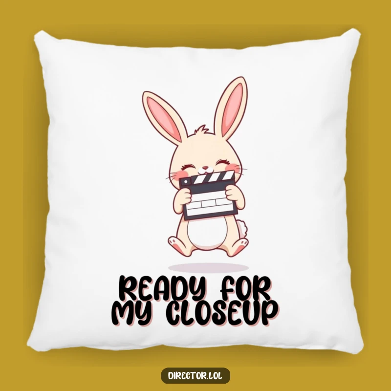 Funny Bunny Clapboard Pillow: Snuggle Up with Cinematic Cheer!