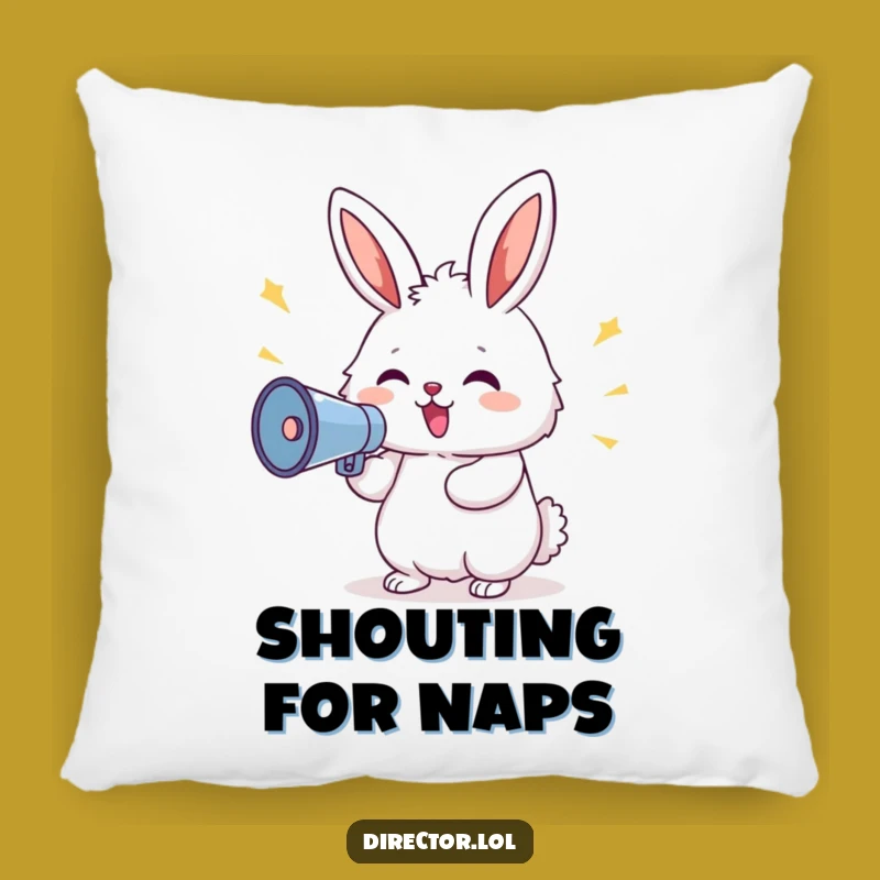 Funny Bunny Megaphone Pillow: Cozy Bunny Shouting Commands, Cute & Whimsical Accent Pillow