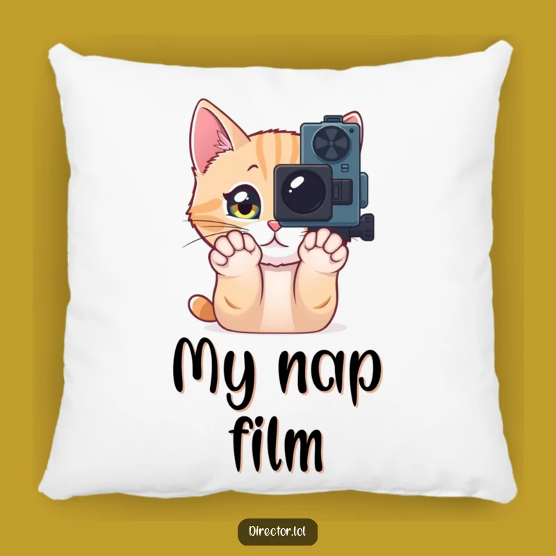 Funny Cat Camera Pillow: Snuggle Up with Cinematic Fun and Feline Charm!