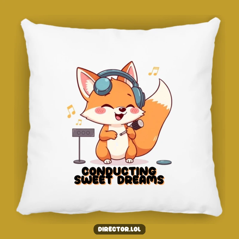 Funny Fox Conductor Pillow: Cozy Maestro Accent Gift