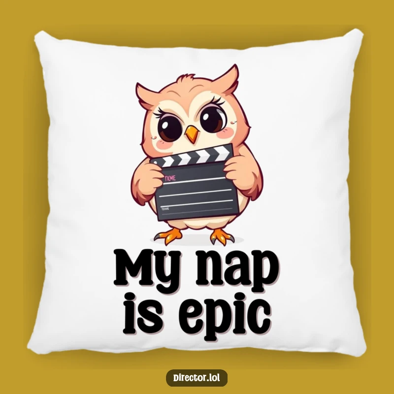 Funny Giggling Owl Pillow: Soft Comfort with a Hilarious Clapperboard