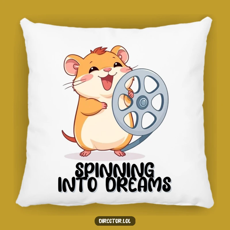 Funny Hamster Film Reel Pillow: Cozy Hamster Spinning Reel, Cute & Hilarious Accent Pillow