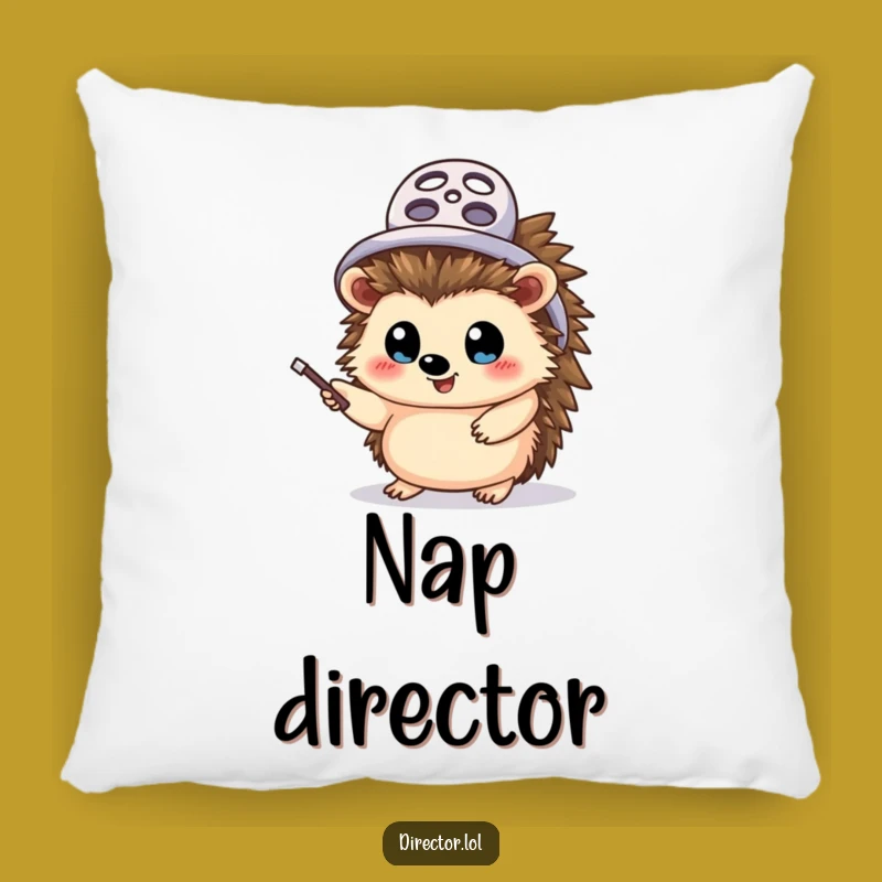 Funny Hedgehog Director Pillow: Cozy & Hilarious Filmmaker's Decor - Great Gift
