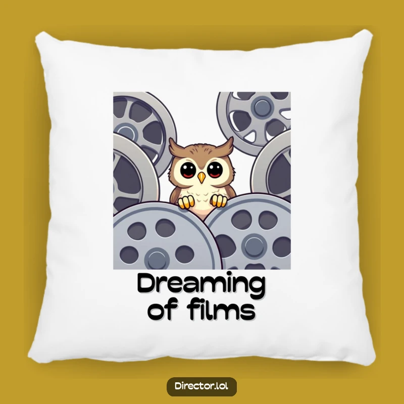 Funny Owl Film Reel Pillow: Snuggle Up with Cinematic Wisdom and Comfort!