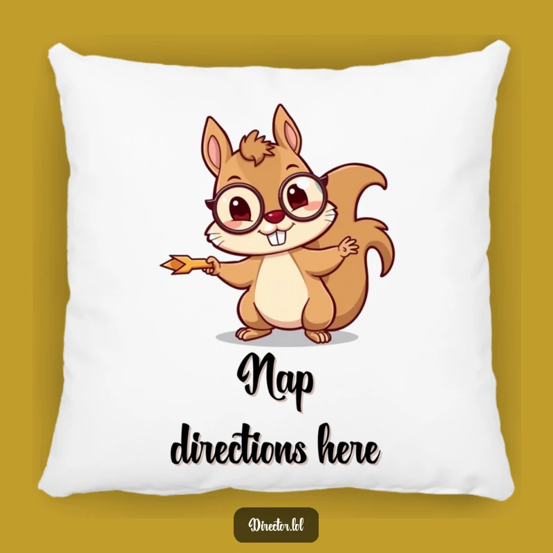 Funny Squirrel Director Pillow: Cozy Monocled Comfort Cushion