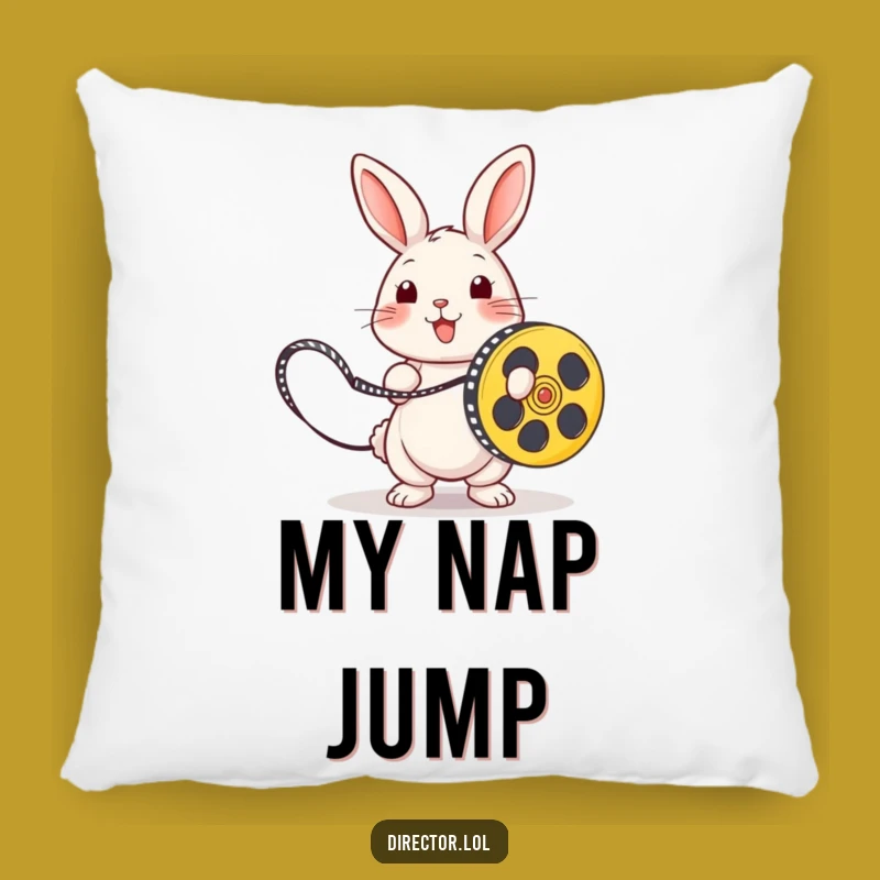 Funny Playful Rabbit Pillow, Cozy Hilarious Film Reel Throw Pillow