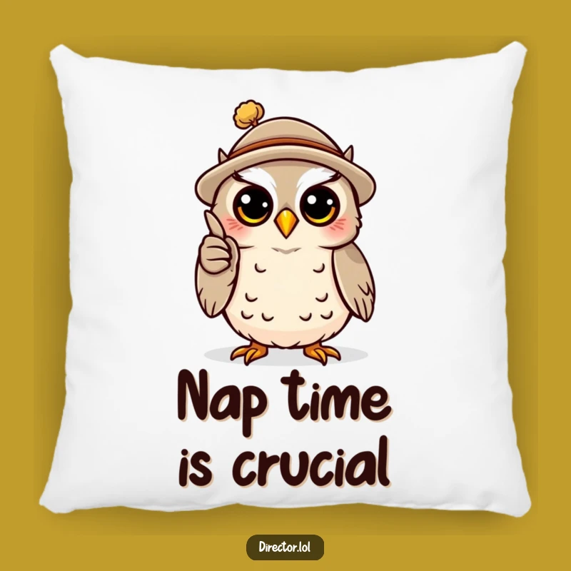 Funny Owl Professor Pillow: Cozy Up with Tiny Hat Wisdom