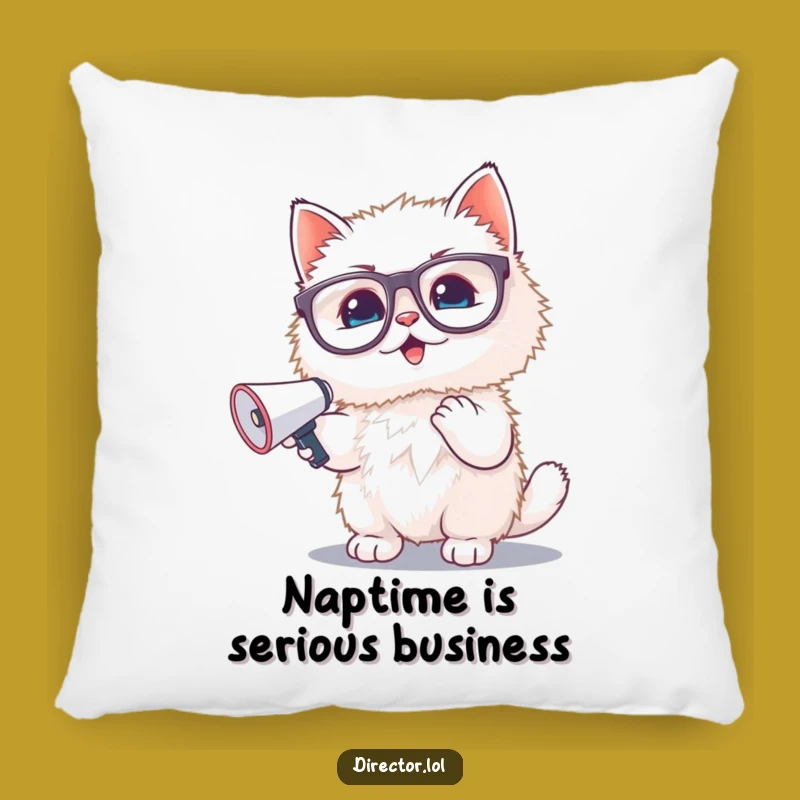 Funny Kitten Megaphone Pillow: Cozy Fluffy Cat Glasses Cushion, Cute Gift