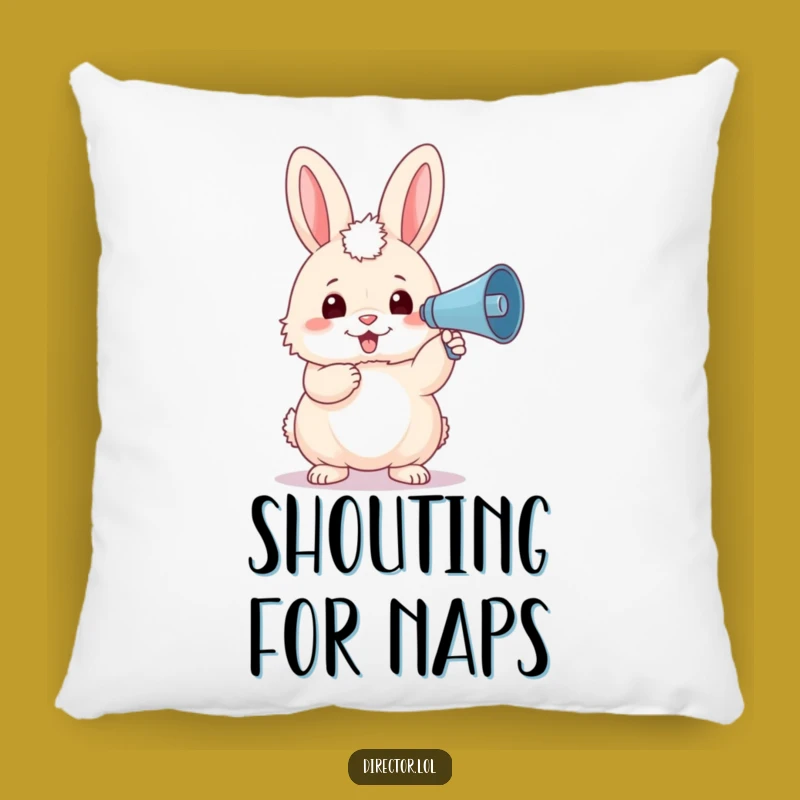 Funny Bunny Megaphone Pillow: Cozy Fluffy Creator Comfort Gift