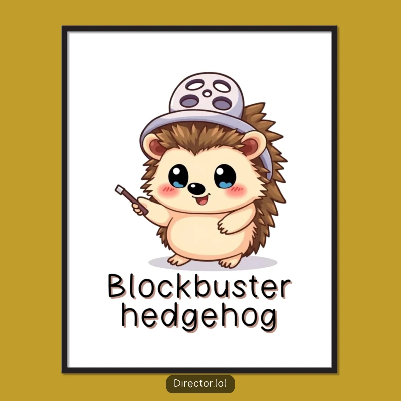Funny Hedgehog Director Digital Art: Hilarious Filmmaker Download - Great Gift