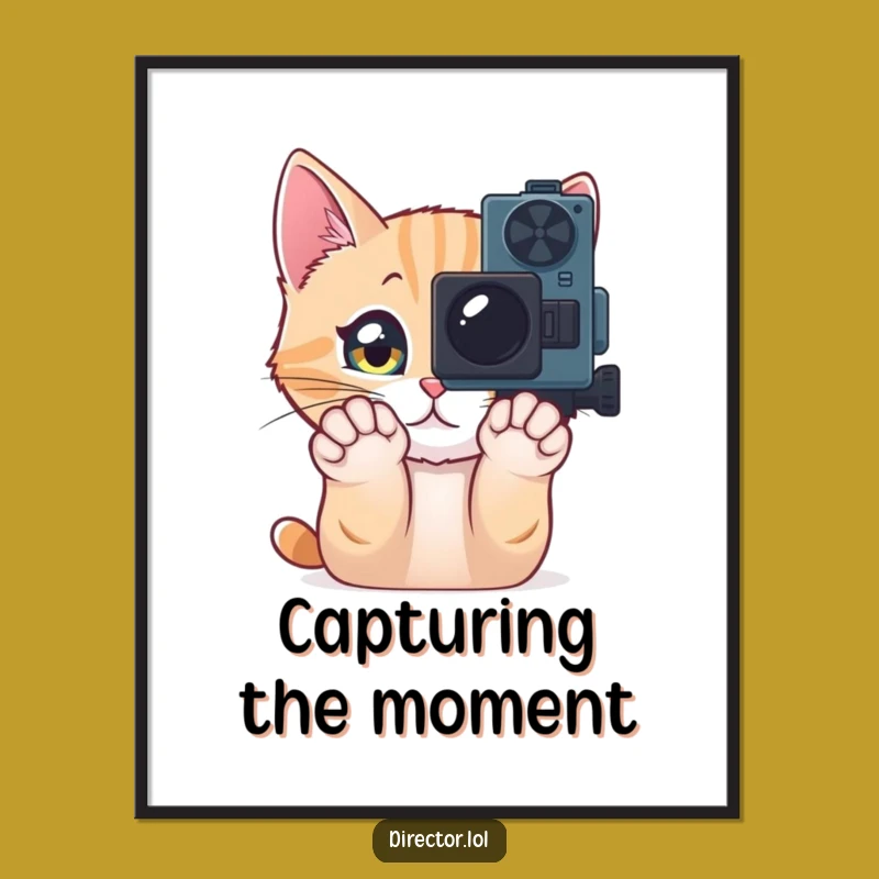 Funny Cat Camera Digital Art Print: Bring Curious Cinematic Flair to Your Decor!