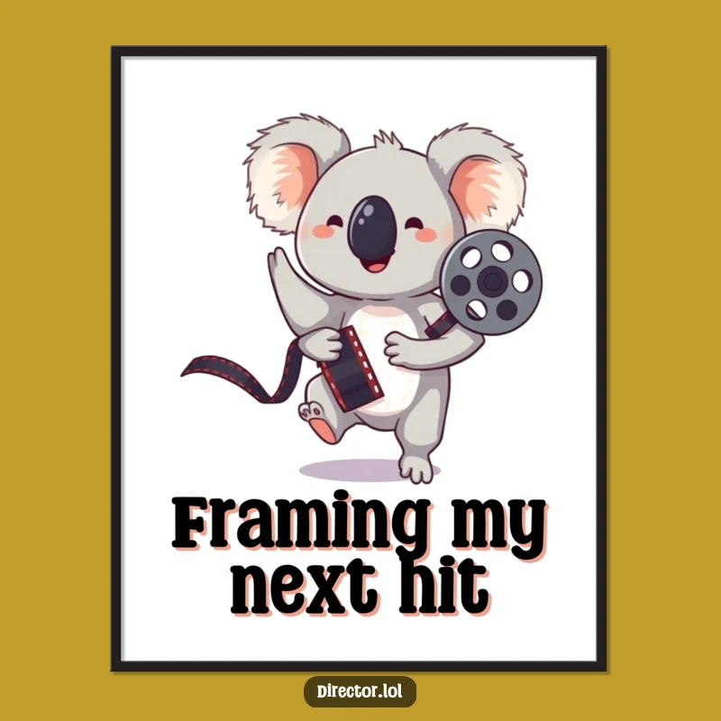 Funny Koala Digital Print: Instant Humor with Film Reel Art