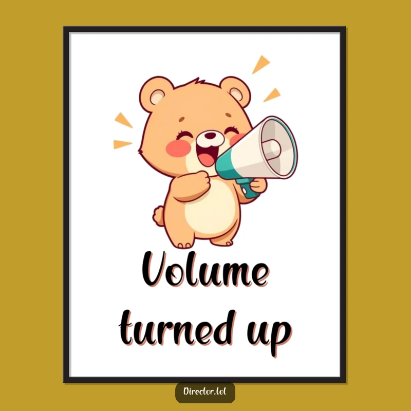 Funny Bear Cub Megaphone Digital Art: Instant Joyful Noise, a Ready-to-Print Gift