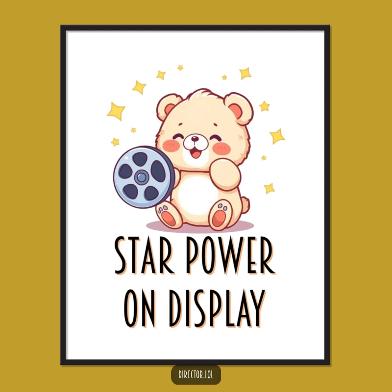 Funny Bear Cub Movie Magic Digital Print: Bring Hollywood Charm Home!