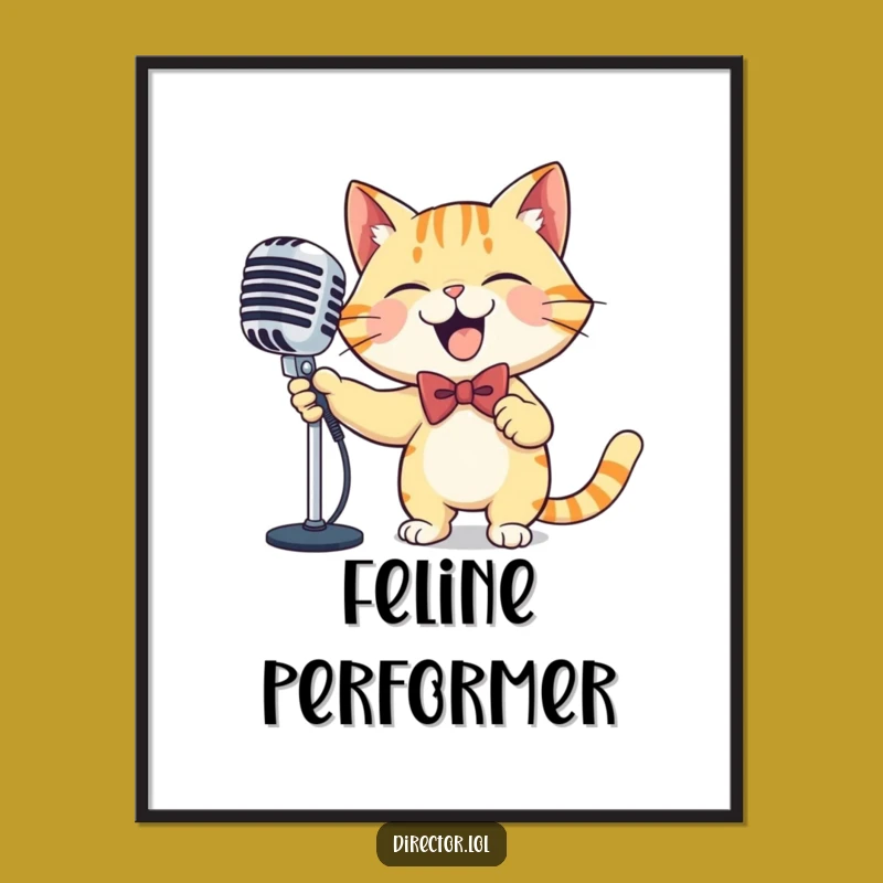 Funny Cat Microphone Digital Art: Hilarious Singer Download - Great Gift