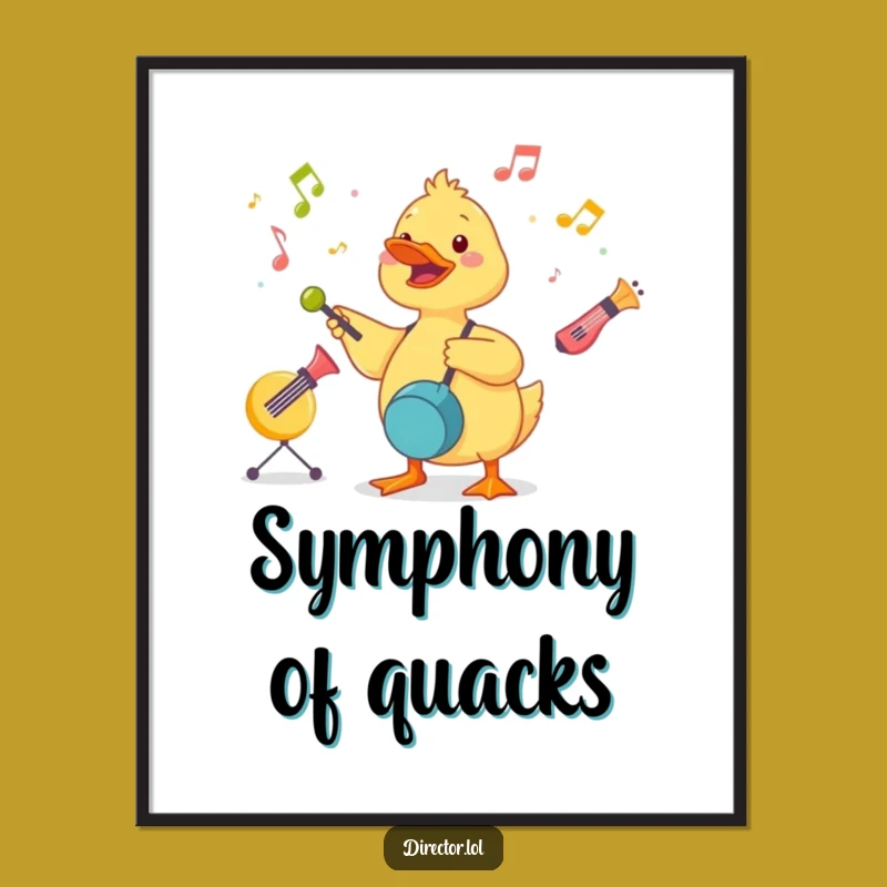 Funny Duckling Conductor Digital Art: Musical Maestro! High-Res Download