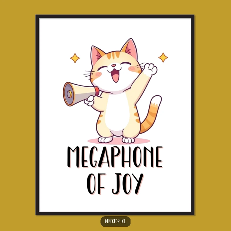 Funny Kawaii Cat Megaphone Digital Print - Instant Loudness for Your Walls