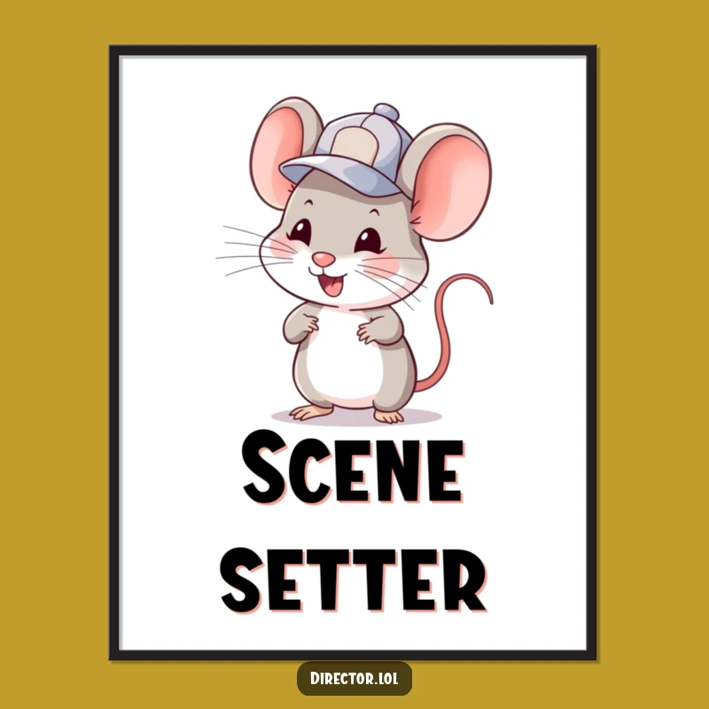 Funny Mouse Cuer Digital Art: Frame this Whimsical Director Gift