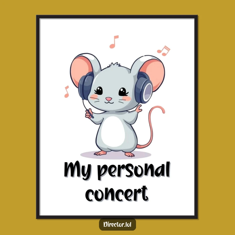 Funny Mouse Maestro Digital Art - Instant Download for Music Lovers