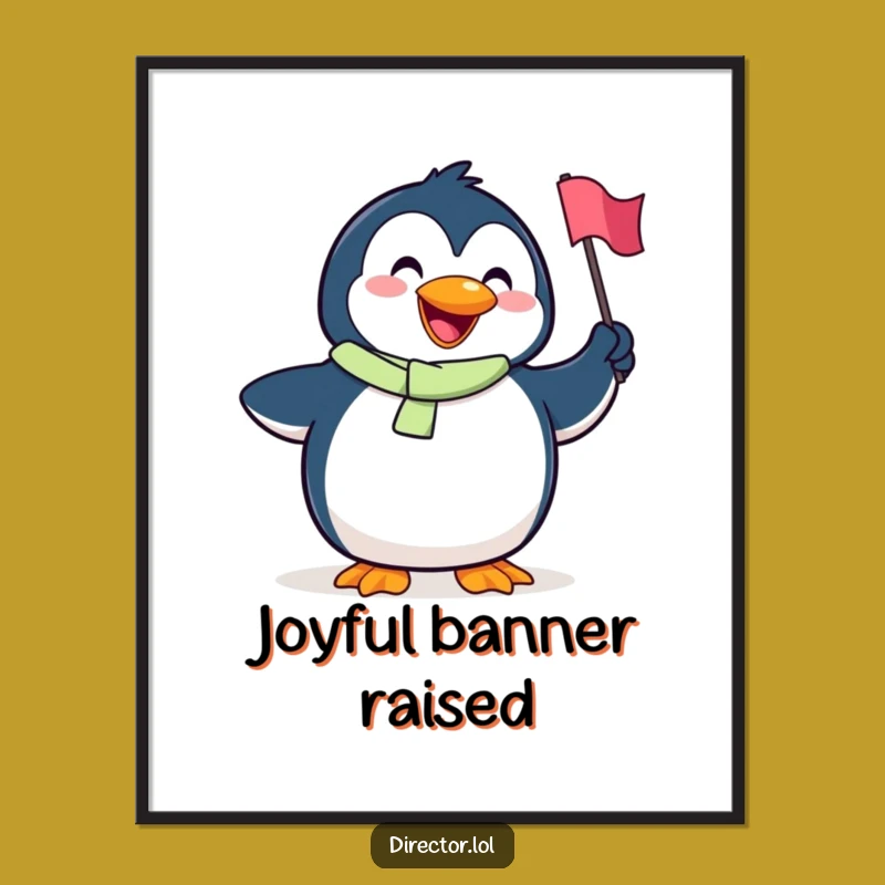 Funny Penguin Flag Digital Print - Instant Joy for Your Walls