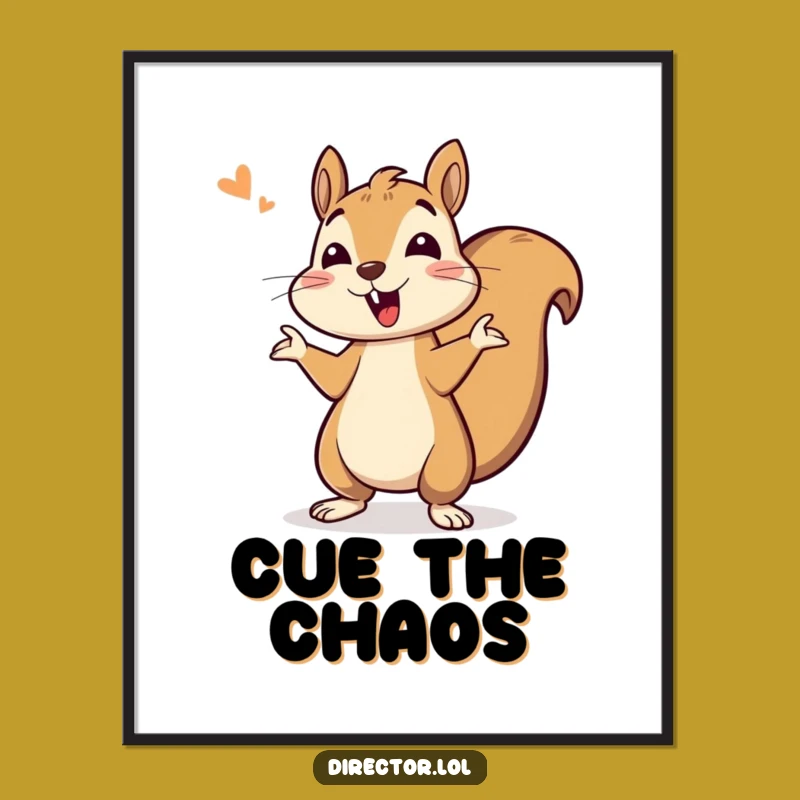 Funny Squirrel Cheerleader Digital Print: Instant Bouncing Energy