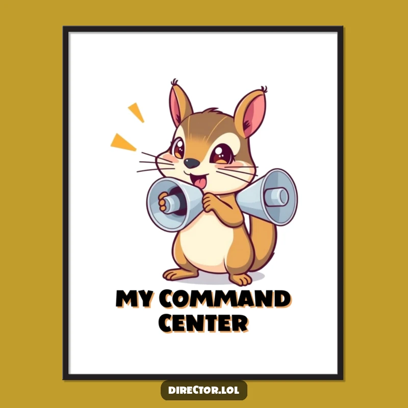 Funny Squirrel Megaphone Digital Art - Printable Motivational Decor Gift
