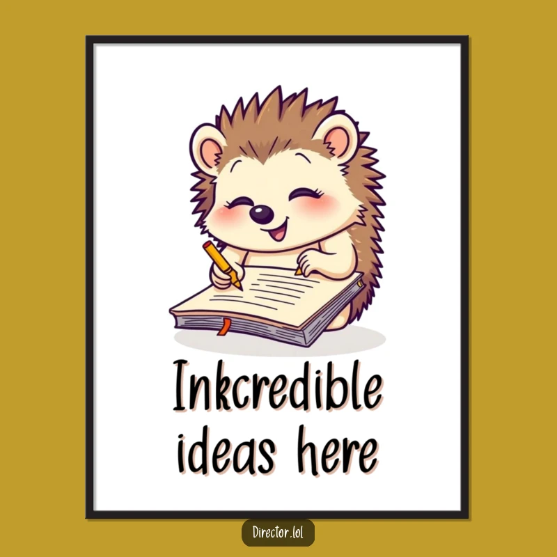 Funny Giggling Hedgehog Digital Art: Instant Download Notepad Whimsy