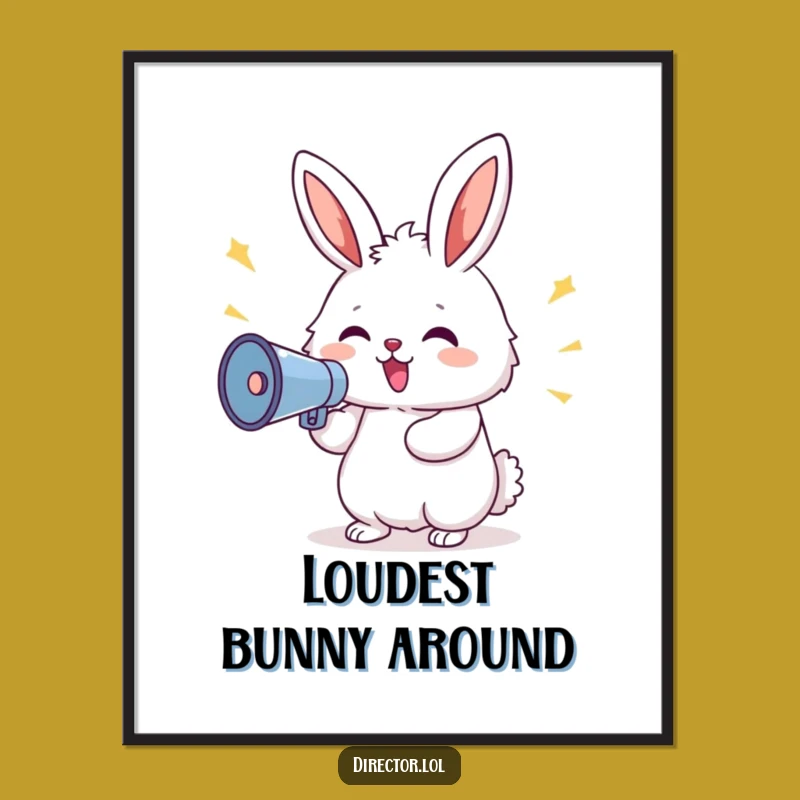 Funny Bunny Megaphone Digital Art: Instant Download Bunny Shouting Commands Print, Animal Gift