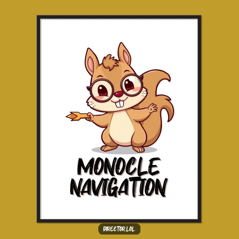 Funny Squirrel Director Digital Print: Monocled Guide Wall Art