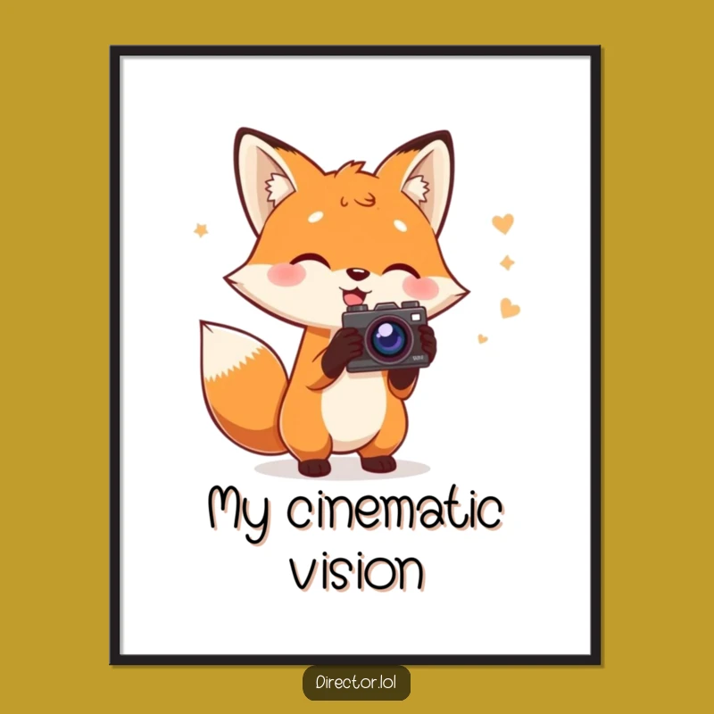 Funny Fox Director Digital Art: Instant Download Fox with Script & Camera Print, Movie Gift