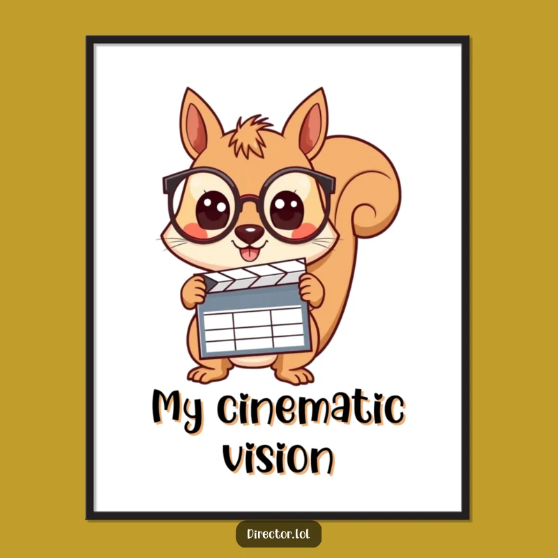 Funny Squirrel Director Digital Art: Curious Filmmaker Print Gift