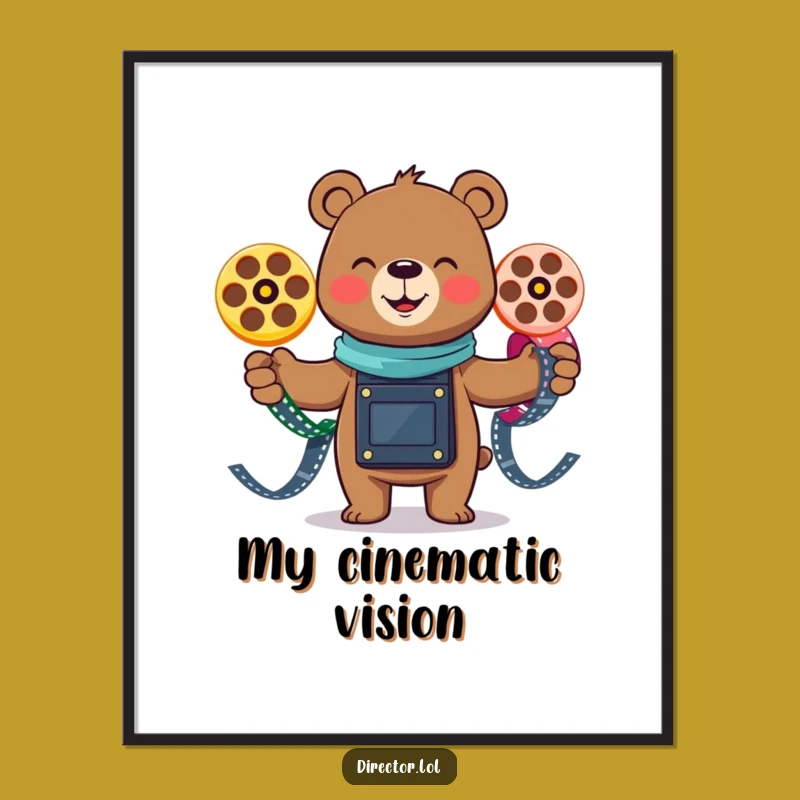 Funny Smiling Bear Digital Art: Instant Download Juggling Film Whimsy