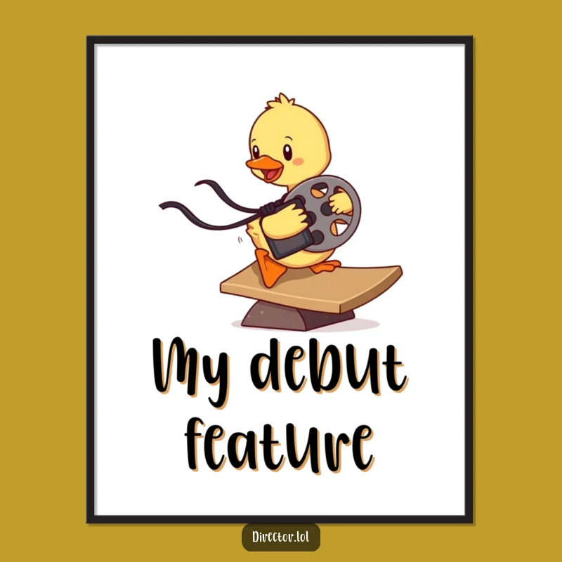 Funny Determined Duckling Film Digital Art: Instant Download Cinema Whimsy