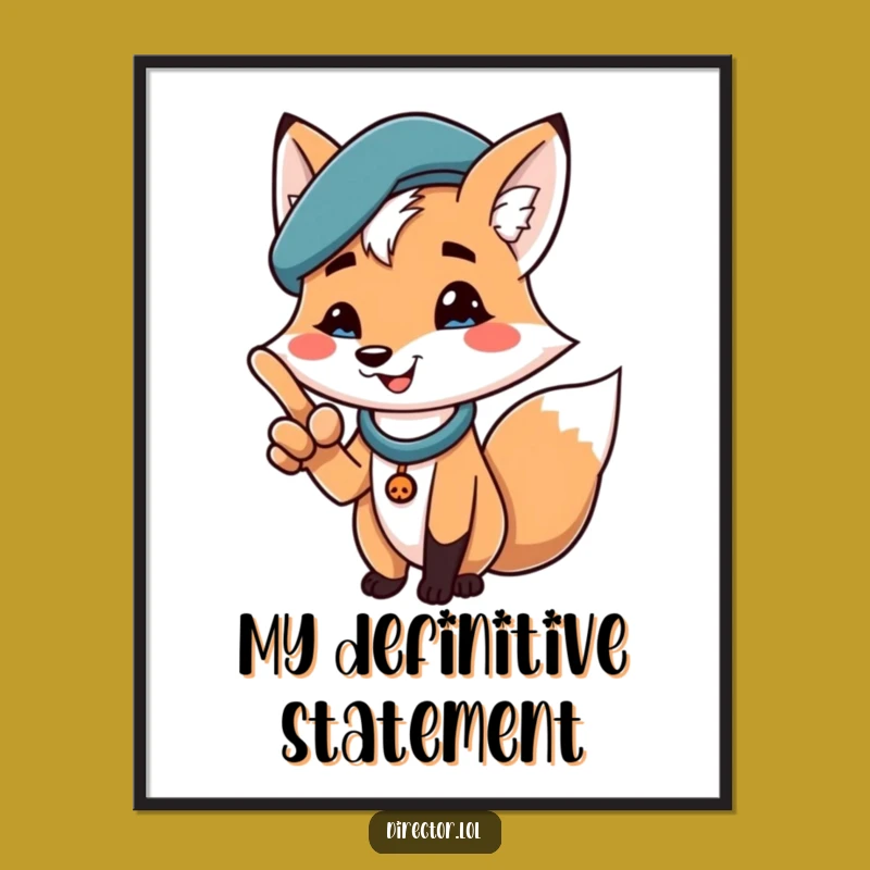 Funny Fox Beret Digital Art: Instant Humor and Style, a Ready-to-Print Gift
