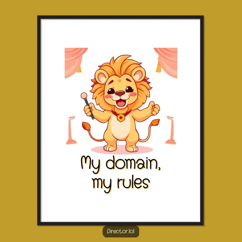 Funny Lion Conductor Digital Print: Instant Majestic Art for Your Space