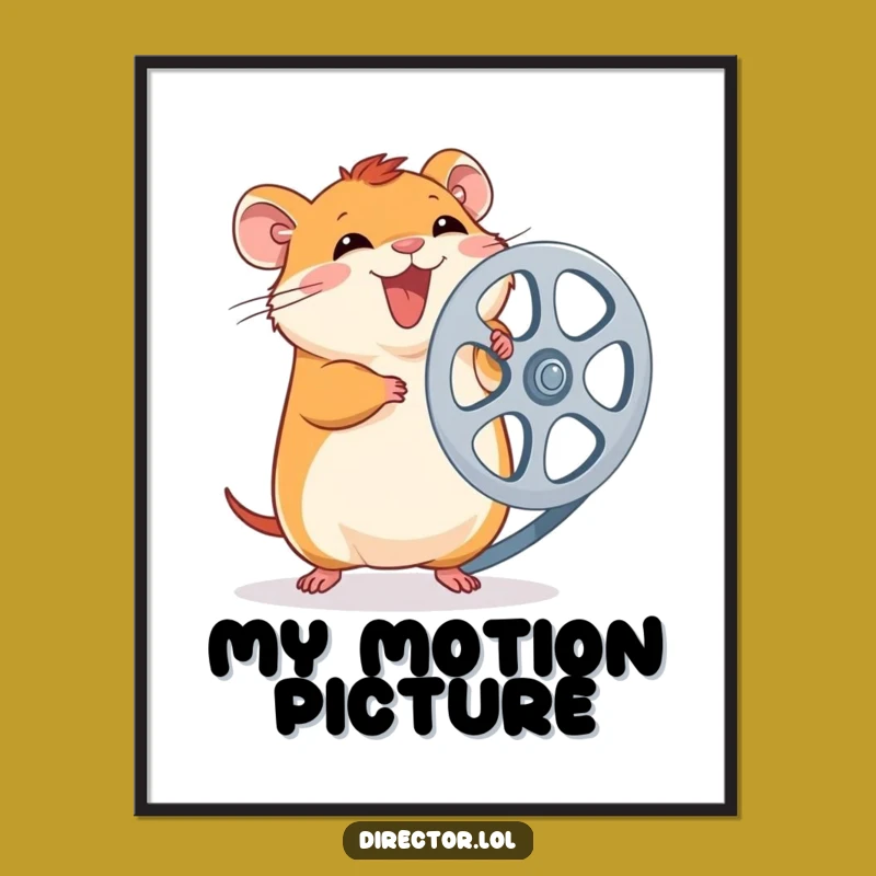 Funny Hamster Film Reel Digital Art: Instant Download Hamster Spinning Reel Print, Movie Gift