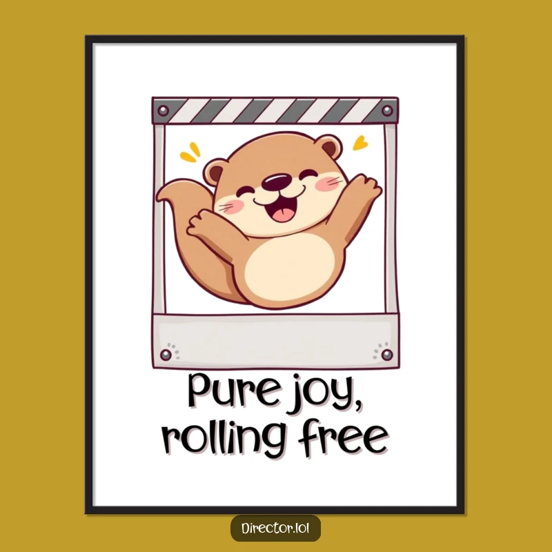 Funny Otter Filmmaking Art Print: Joyful Cinematic Otter Ready to Inspire Your Space!