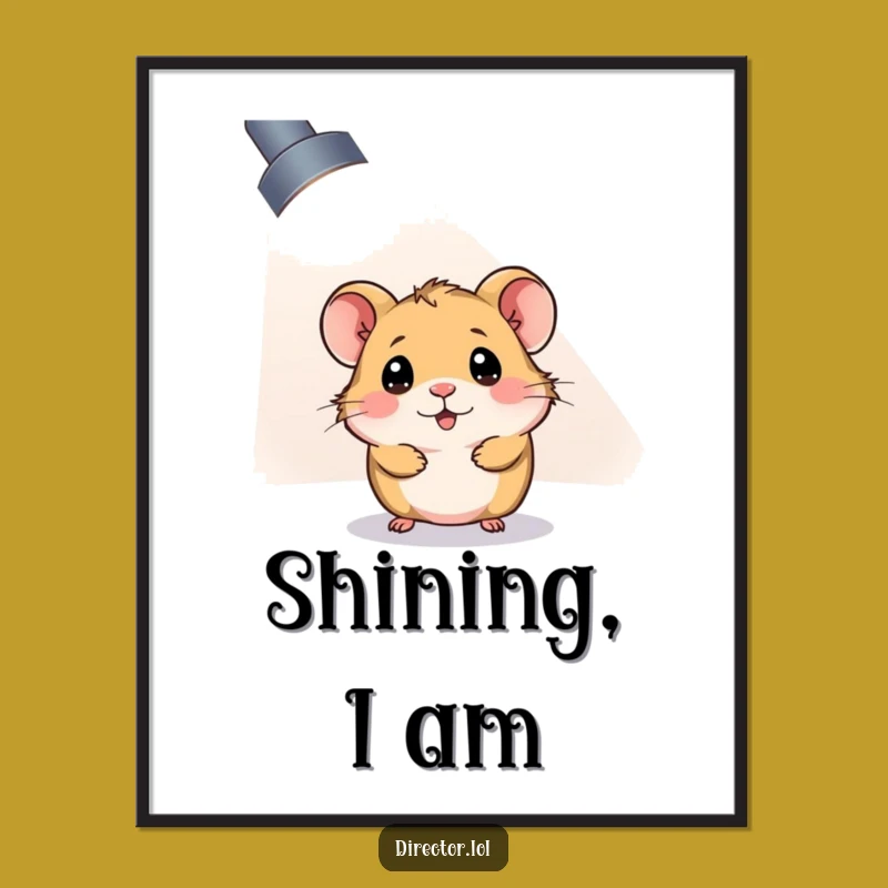 Funny Curious Hamster Spotlight Digital Art: Star Moment for Your Walls Gift