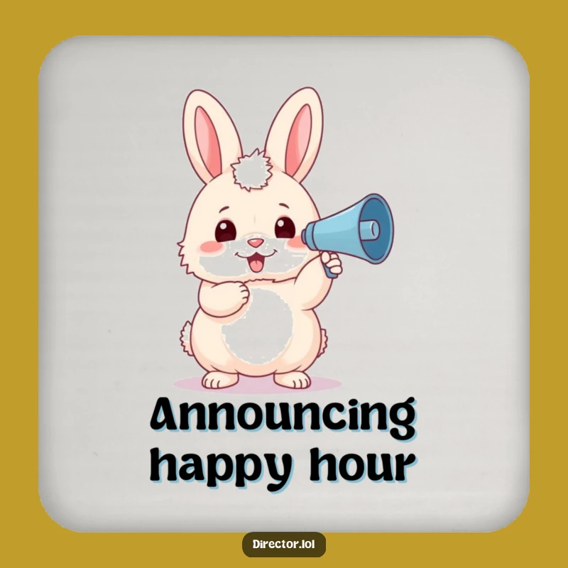 Funny Bunny Megaphone Coaster: Fluffy Creator Desktop Accessory Gift