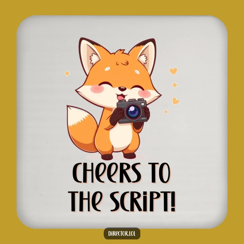 Funny Fox Director Coaster Set: Fox with Script & Camera, Protect Surfaces Hilariously