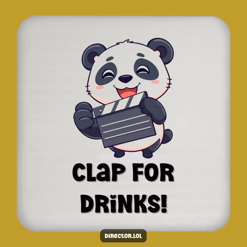 Funny Panda Clapboard Drink Coasters: Protect Surfaces with Playful Cinematic Style!