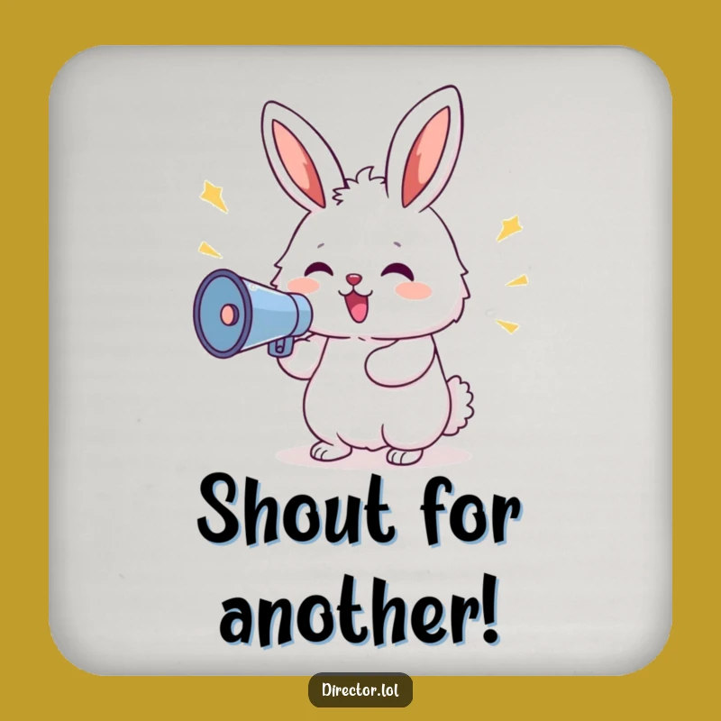 Funny Bunny Megaphone Coaster Set: Bunny Shouting Commands, Protect Surfaces Hilariously
