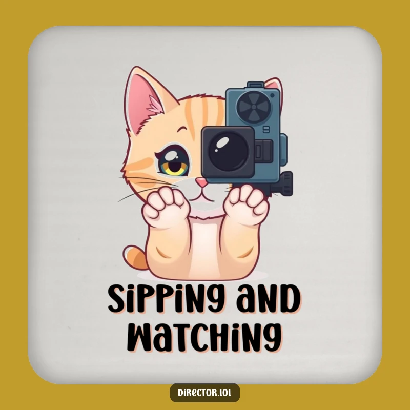 Funny Cat Camera Drink Coasters: Protect Surfaces with Cinematic Charm!