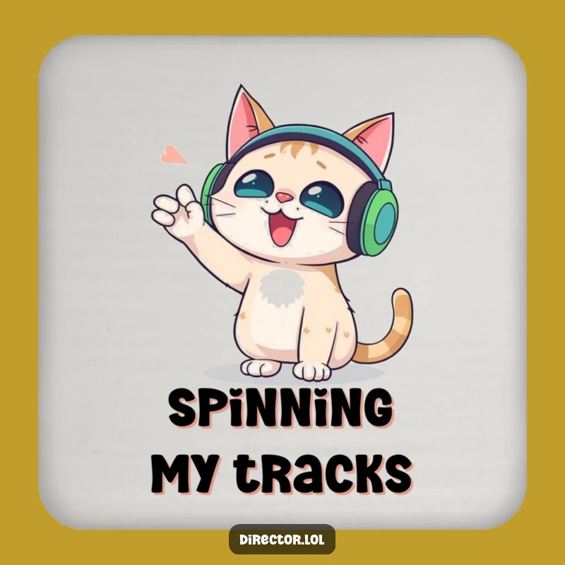 Funny Cat Headphone Coaster: Protect Your Surfaces with Humorous Style