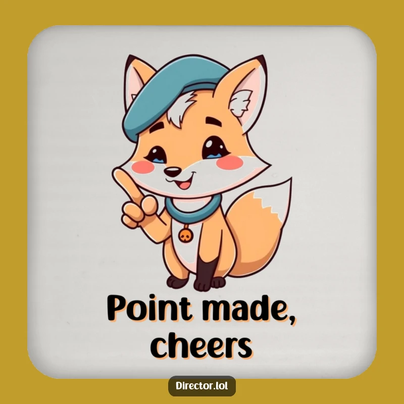 Funny Fox Beret Coaster: Protect Surfaces with Style and Humor, a Great Gift