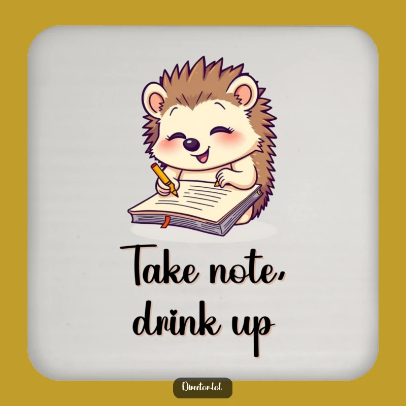 Funny Giggling Hedgehog Notepad Drink Coaster: Protect Surfaces with Creative Flair