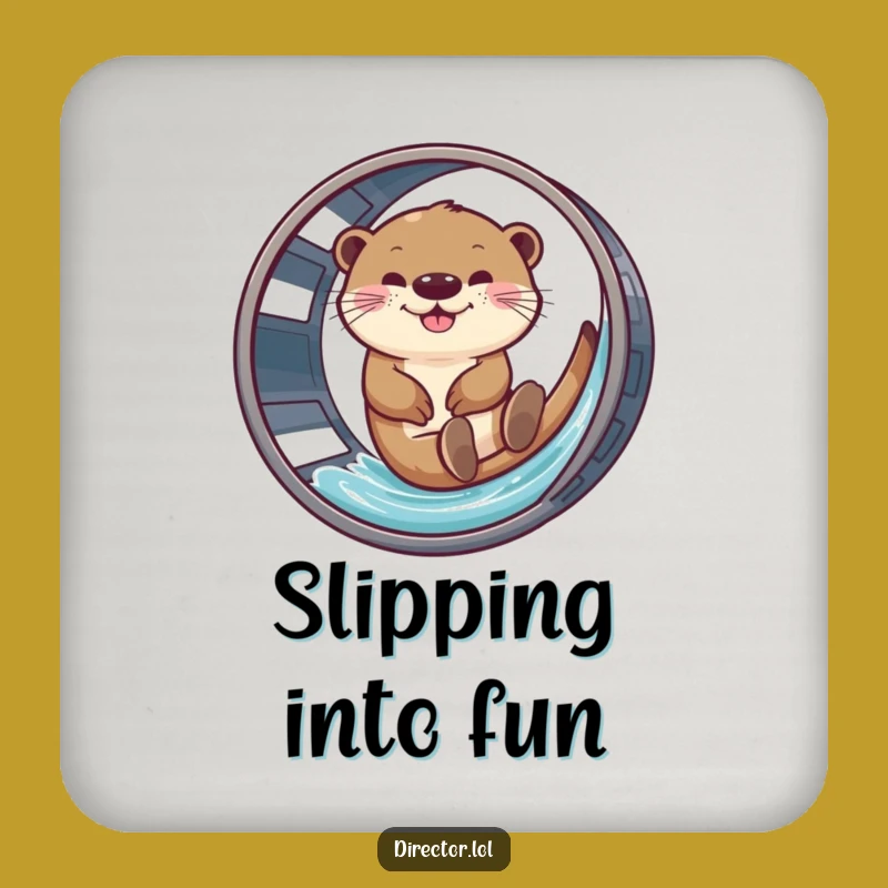 Funny Giggling Otter Film Reel Coaster - Protect Surfaces with Hilarious Movie Art